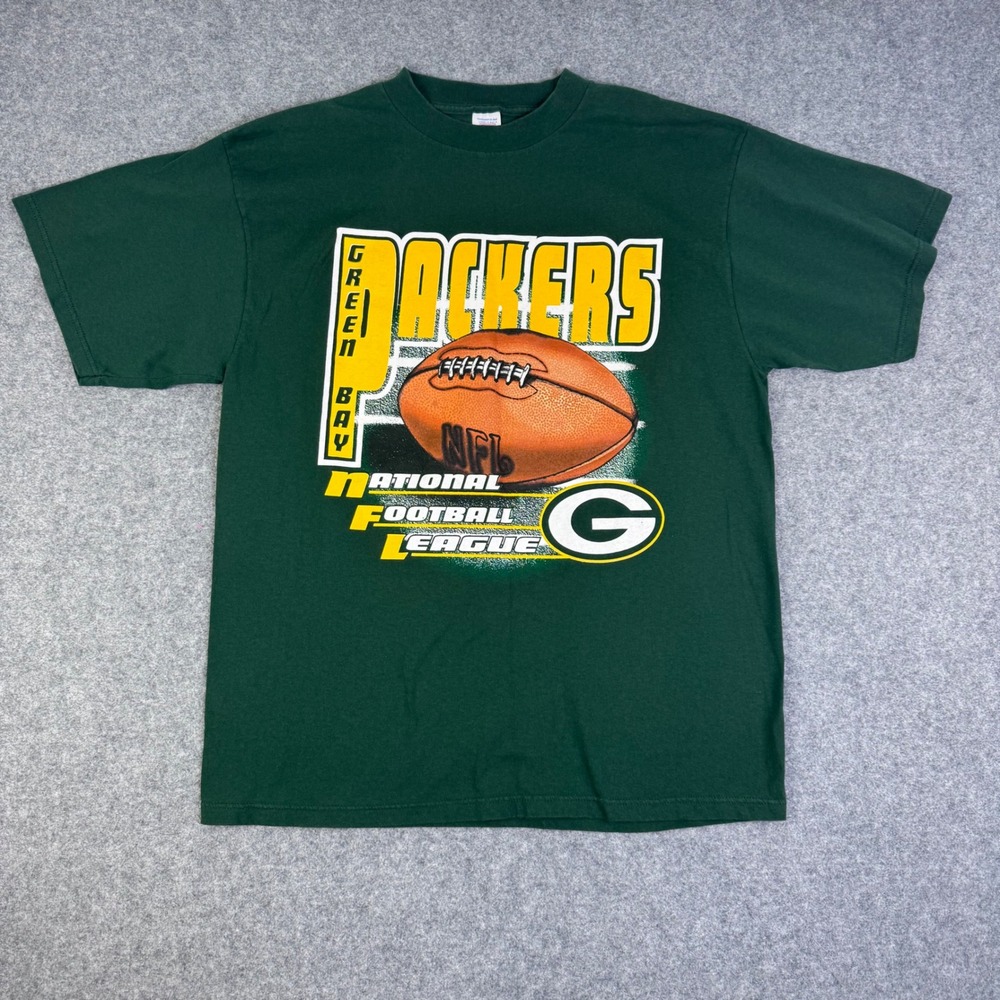 Vintage Logo 7 Green Bay Packers NFL T-Shirt Mens XL Green Graphic Football Tee